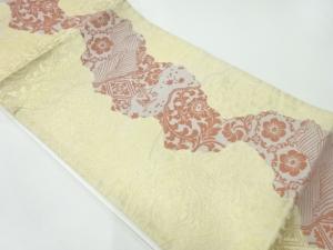 川島織物製　花唐草模様織出し袋帯